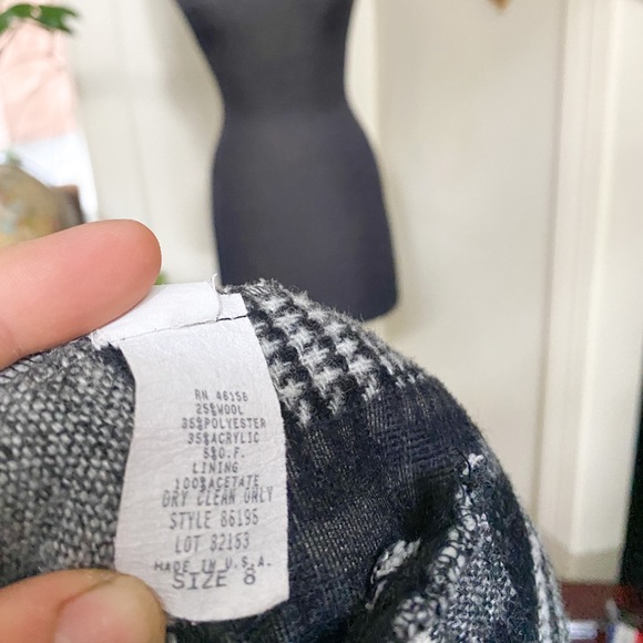 SOLD Vintage 80s Houndstooth Oversized Boxy Wool Blazer Shacket - Picture 6 of 8